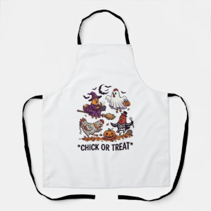 Chick Or Treat Haloween Chickens Witch Ghost Pumpk Apron