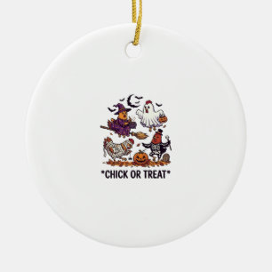 Chick Or Treat Haloween Chickens Witch Ghost Pumpk Ceramic Tree Decoration