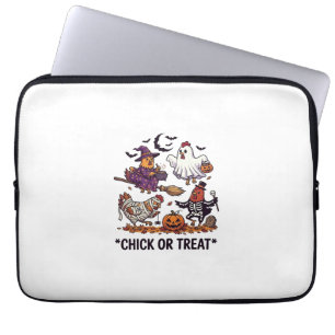 Chick Or Treat Haloween Chickens Witch Ghost Pumpk Laptop Sleeve