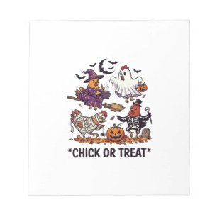 Chick Or Treat Haloween Chickens Witch Ghost Pumpk Notepad