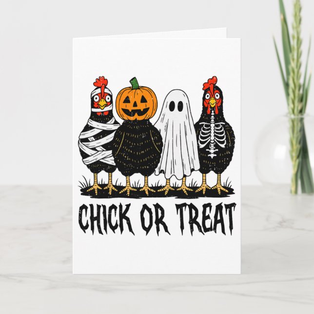 Chick Or Treat Spooky Chicken Halloween Costume Fa Card (Front)