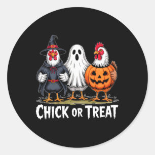 Chick Or Treat Spooky Witch Ghost Pumpkin Chicken  Classic Round Sticker