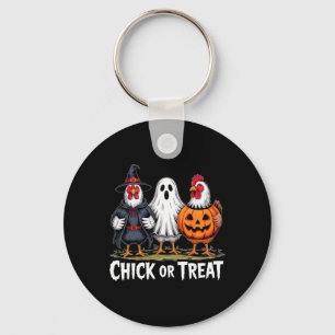 Chick Or Treat Spooky Witch Ghost Pumpkin Chicken  Key Ring