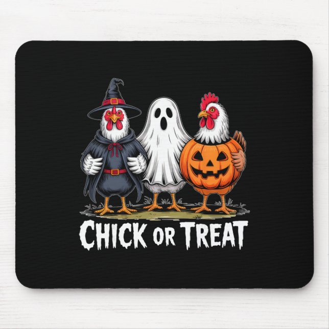 Chick Or Treat Spooky Witch Ghost Pumpkin Chicken  Mouse Mat (Front)