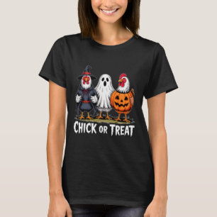 Chick Or Treat Spooky Witch Ghost Pumpkin Chicken T-Shirt