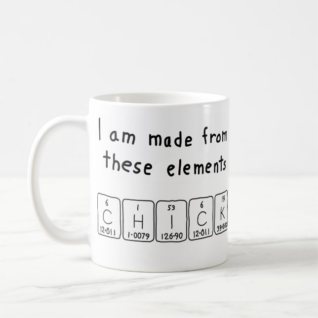 Chick periodic table name mug (Left)
