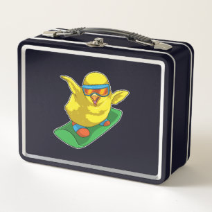 Chick Snowboarder Snowboard Metal Lunch Box
