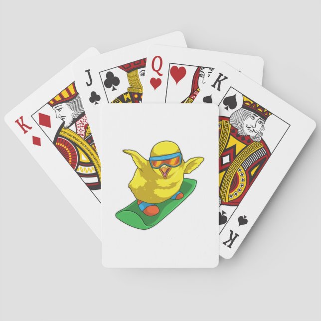 Chick Snowboarder Snowboard Playing Cards (Back)