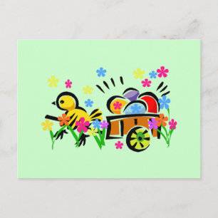 Chick With Easter Egg Cart Tshirts and Gifts Holiday Postcard