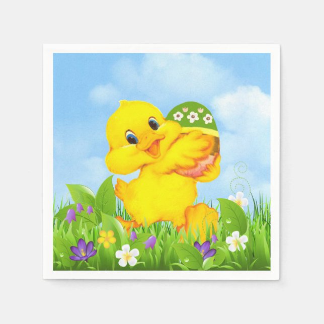 Chick with Easter Egg Napkin (Front)