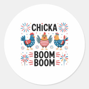 Chicka Boom Boom Chicken Crew Patriot 4th Of July Classic Round Sticker