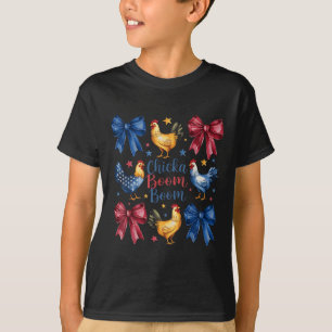 Chicka Boom Boom Funny American Flag Chicken Graph T-Shirt