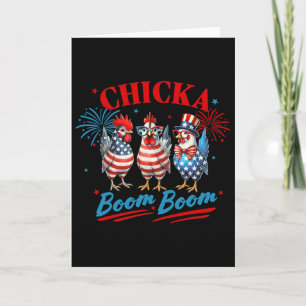 Chicka Boom Boom Funny Patriotic Chicken 4th Of Ju Card