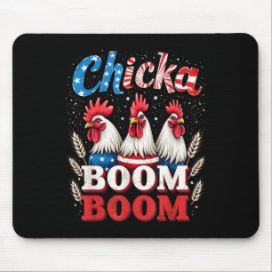 Chicka Boom Boom Funny Patriotic Chicken 4th Of Ju Mouse Mat