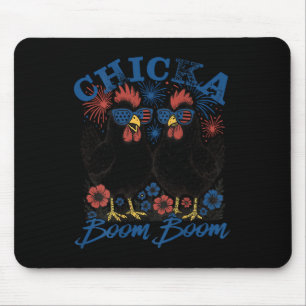 Chicka Boom Boom Patriotic Chicken 4th Of July Usa Mouse Mat