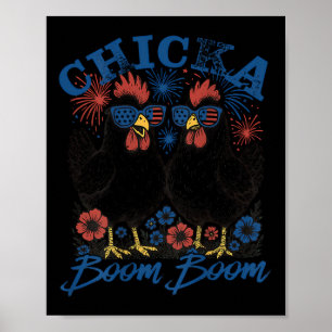 Chicka Boom Boom Patriotic Chicken 4th Of July Usa Poster