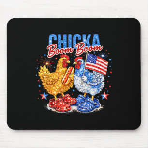 Chicka Boom Boom Patriotic Chicken Red White Blue Mouse Mat