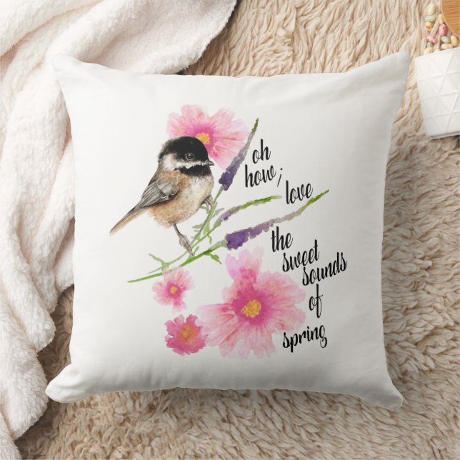 Chickadee Art Black Capped  Cushion (Blanket)