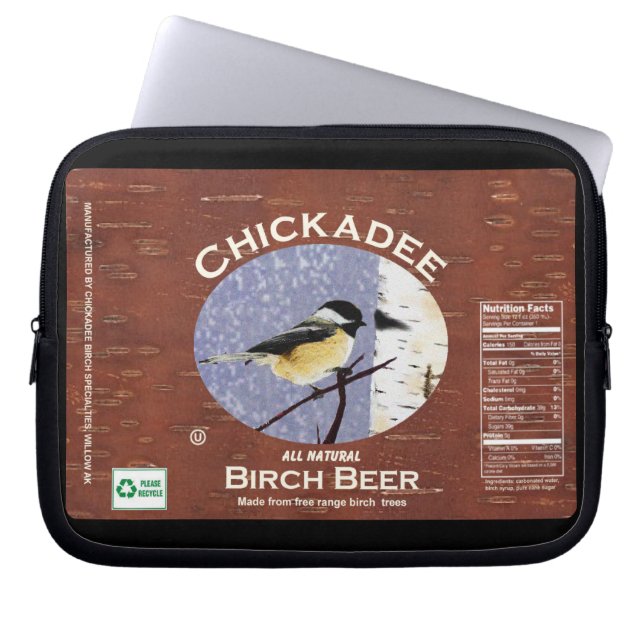 Chickadee Birch Beer Laptop Sleeve (Front)