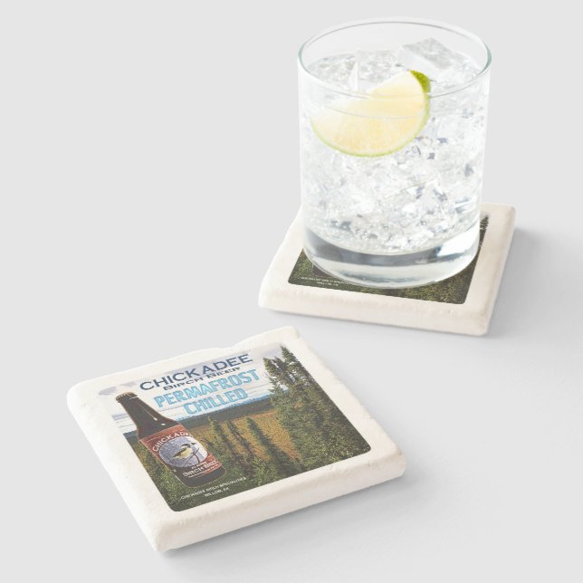 Chickadee Birch Beer Stone Coaster (Side)