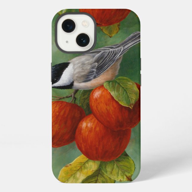 Chickadee Bird and Apples iPhone Case (Back)