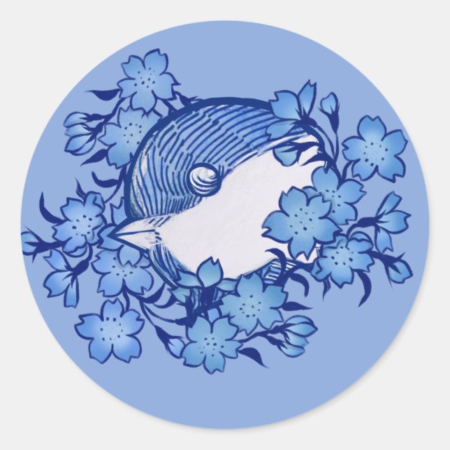 Chickadee bird artwork bird watching               classic round sticker (Front)