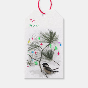 Chickadee Bird Christmas Tree Pack of Gift Tags