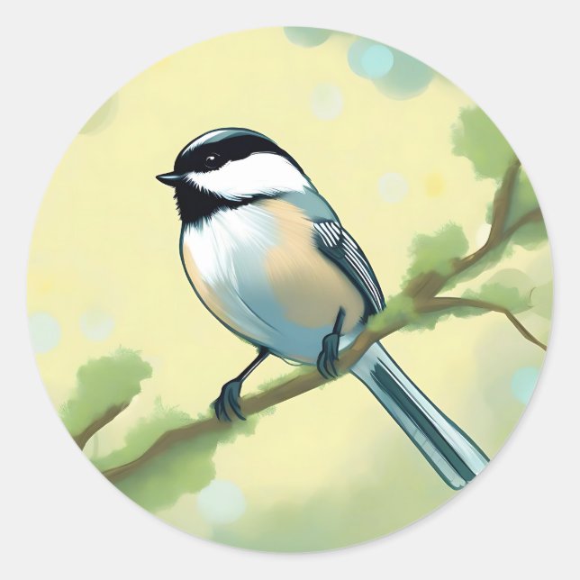 Chickadee Bird Nature Classic Round Sticker (Front)