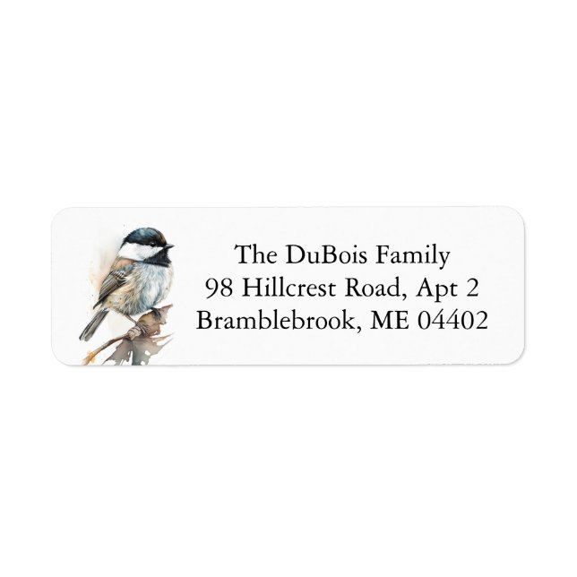 Chickadee Bird Nature Return Address              (Front)