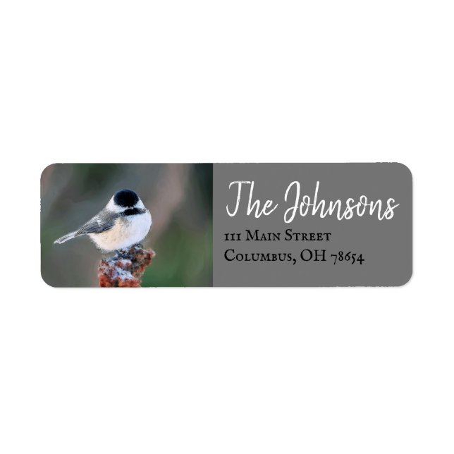Chickadee Bird Personalised Return Address Labels (Front)