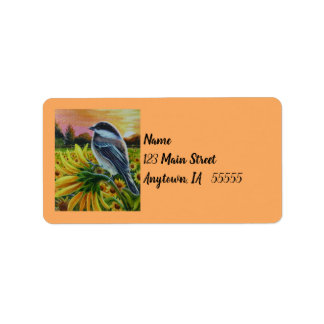 Chickadee Bird Sunflower Farm Watercolor Art Label