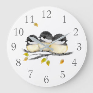Chickadee Birds Wall Clock
