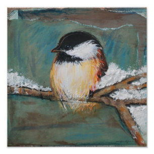 Chickadee Black Capped Painting Photo Print