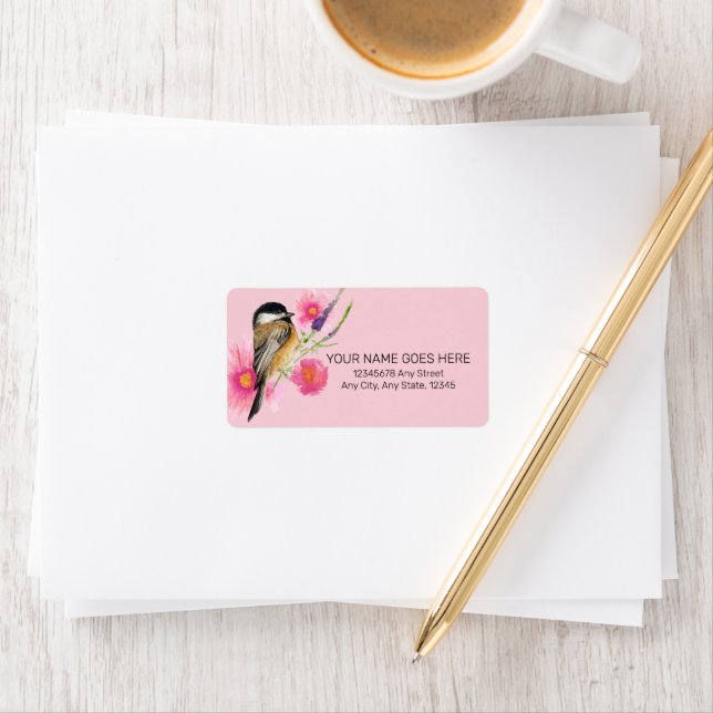 Chickadee Black Capped Watercolor Art Label (Insitu)