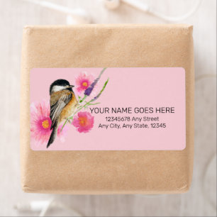 Chickadee Black Capped Watercolor Art Label