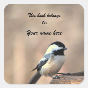 Chickadee Bookplate Square Sticker