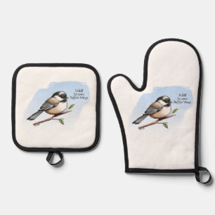CHICKADEE BUFFALO WINGS by Jeff Willis Art Oven Mitt & Pot Holder Set