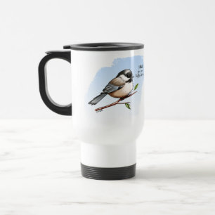 CHICKADEE BUFFALO WINGS by Jeff Willis Art Travel Mug