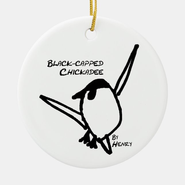 Chickadee by Henry, White Ceramic Tree Decoration (Front)