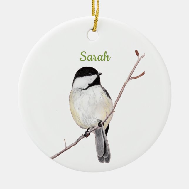 Chickadee Ceramic Tree Decoration (Front)