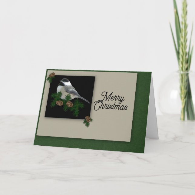 Chickadee Christmas Card (Large Print) (Front)