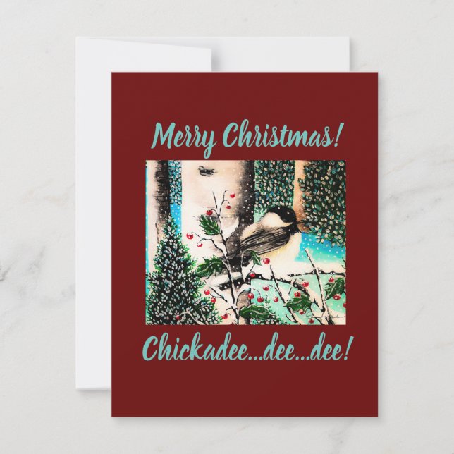 Chickadee Christmas Chatter Holiday Card (Front)