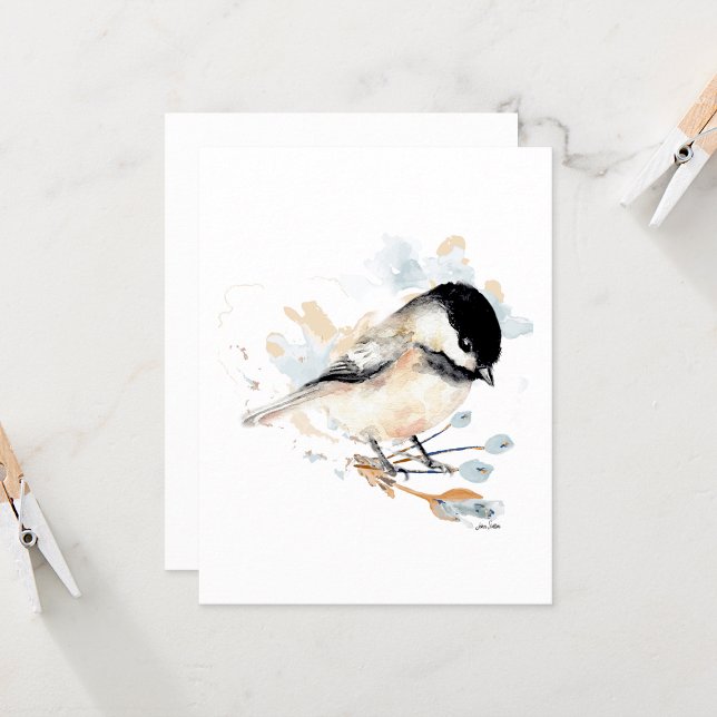 Chickadee Cute Watercolor Note Card (Chickadee watercolor note card from Jenn Steffen Art
)