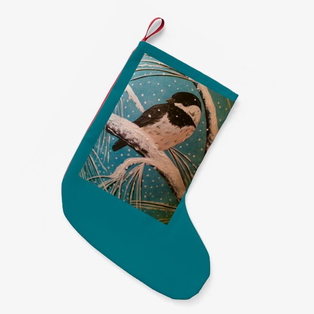 Chickadee dee dee...Stocking Small Christmas Stocking (Front (Hanging))