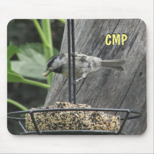 Chickadee Eating Sunflower suet Mouse Mat