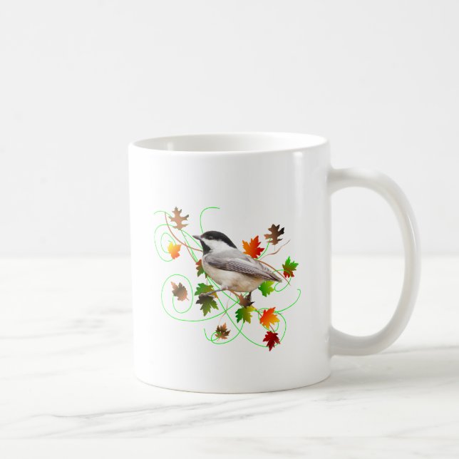 Chickadee & Fall Leaves Coffee Mug (Right)