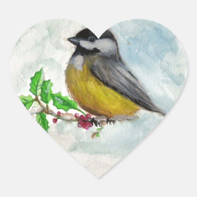 chickadee heart sticker (Front)