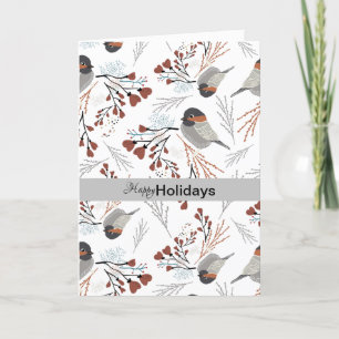 Chickadee Hearts Winter Holiday Card