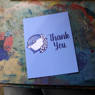 Chickadee in blue birding design bird postcard