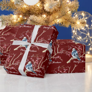 Chickadee In Christmas Berries  Wrapping Paper